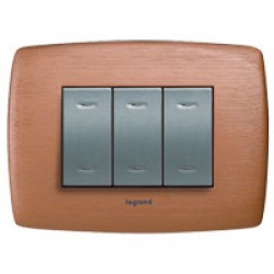 Placca Vela Tonda rigata metallo - 4 moduli - rame